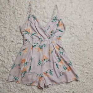 Pastel Lilac Floral Romper | Mini Dress | Size Medium | Cute Girly Coquette